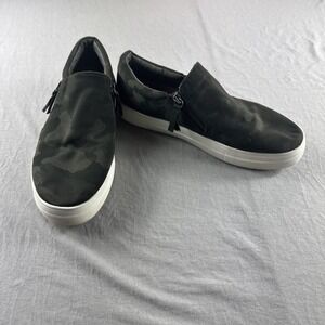 Steve Madden Glaammar Shoes Green Camo Womens 9M Size Zipper Sneakers Casual